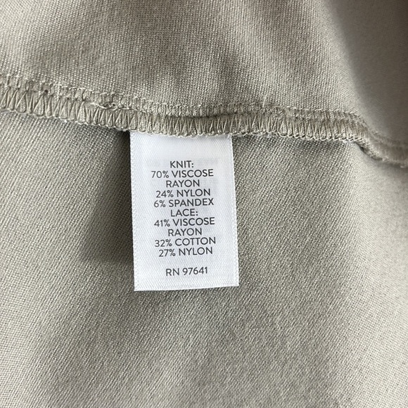 J. Jill Ponte Knit Sterling Taupe Lace Tunic Top Womens Size Medium - Picture 11 of 12